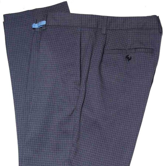 Banana Republic Gray Window Pane Check Dress Pants Flat Front Slim Fit 34 X 28 - Picture 1 of 2